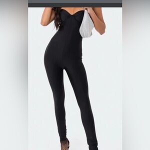 NWT Edikted Black Marcia Cups Jumpsuit, Sz M